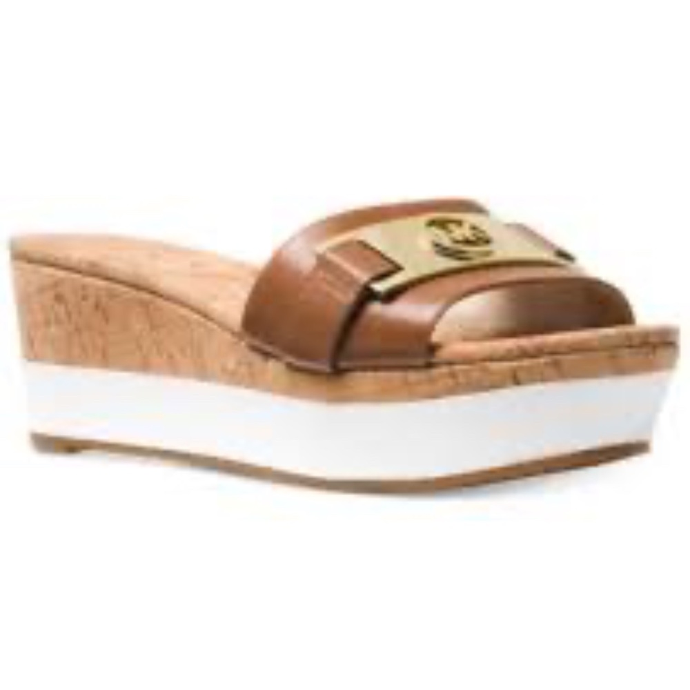 NIB Michael Kors Platform Slide Sandals - Warren LUGGAGE -9.5